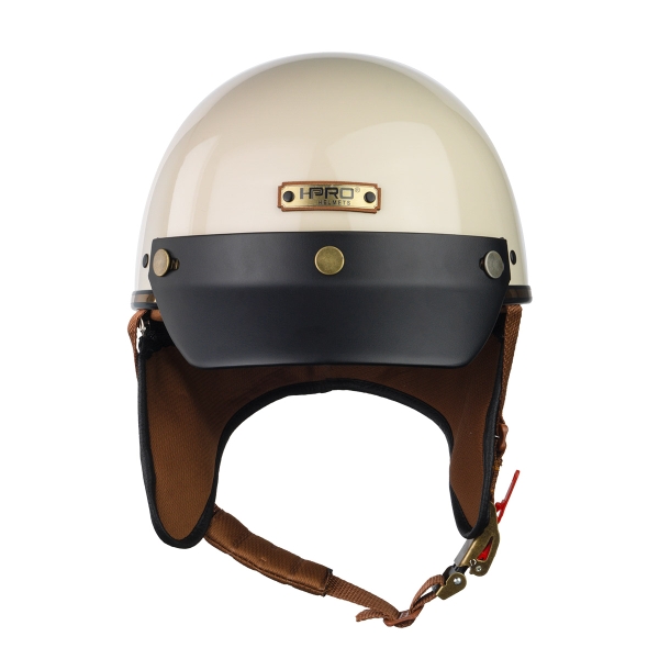 Mũ bảo hiểm nửa đầu HP PUG V1 – Màu Kem Bóng, Viền Da Cao Cấp, Chính Hãng HP Helmets