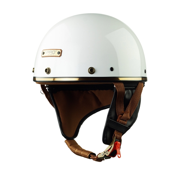 Mũ bảo hiểm nửa đầu HP PUG V1 – Màu Trắng Bóng, Viền Da Cao Cấp, Chính Hãng HP Helmets