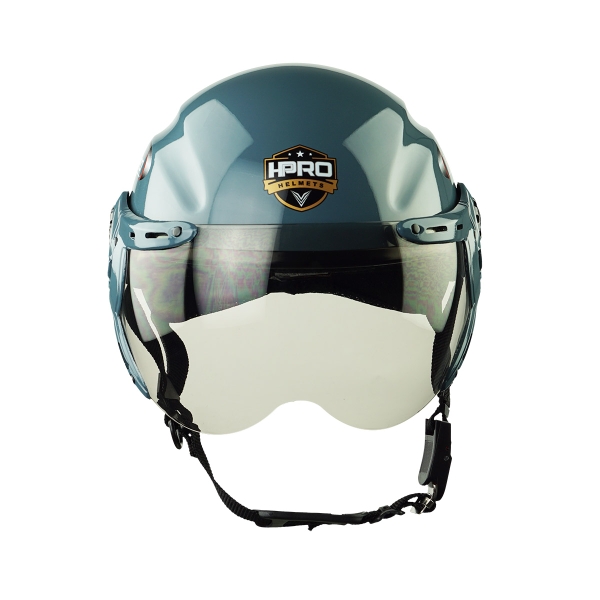 Mũ Bảo Hiểm Nửa Đầu Có Kính HP01K – Màu Xanh Xi Măng Bóng, Chuẩn Quatest 2, HPPRO
