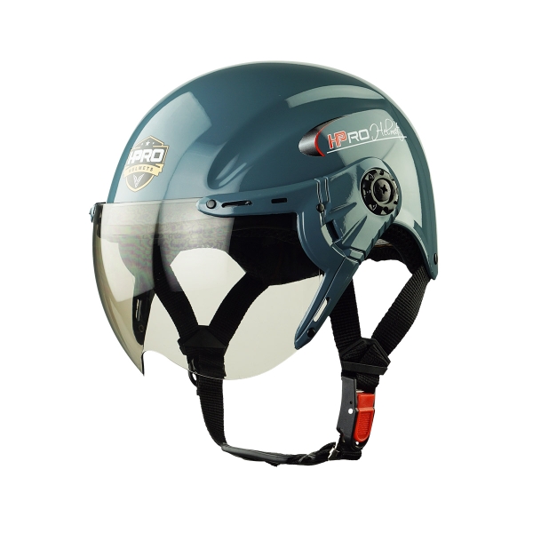 Mũ Bảo Hiểm Nửa Đầu Có Kính HP01K – Màu Xanh Xi Măng Bóng, Chuẩn Quatest 2, HPPRO