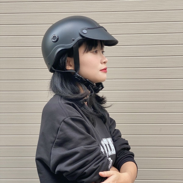 Mũ Bảo Hiểm Nửa Đầu HP02B Đen Nhám – Lưỡi Trai Đen Cá Tính, Chính Hãng HPPRO