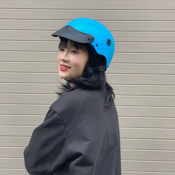 Mũ Bảo Hiểm Nửa Đầu HP02B Xanh Dương Nhám – Lưỡi Trai Đen Cá Tính, Chính Hãng HPPRO