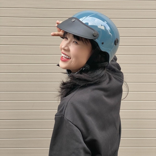 Mũ Bảo Hiểm Nửa Đầu HP02B Xanh Xi Măng Bóng – Chính Hãng HPPRO, Có Lưỡi Trai Đen