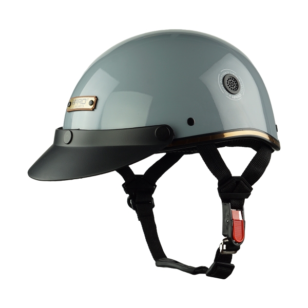 Mũ Bảo Hiểm Nửa Đầu HPPRO HP03 – Màu Xám Xi Măng Bóng, Có Vành, Khóa Bấm Cao Cấp – Chính Hãng HPPRO