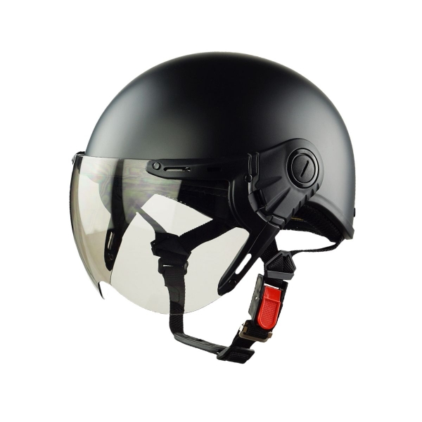 Mũ Bảo Hiểm Nửa Đầu Có Kính HP03K Đen Nhám – Chính Hãng HPPRO, Kính Trà PC Chống UV