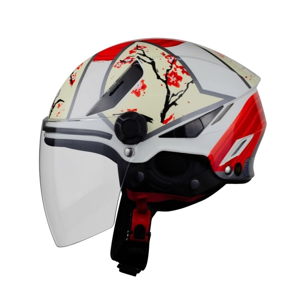 Mũ bảo hiểm KLT K6 Tiger Jet – Tem Sakura, kính chắn gió trong suốt, đạt chuẩn Quatest 2