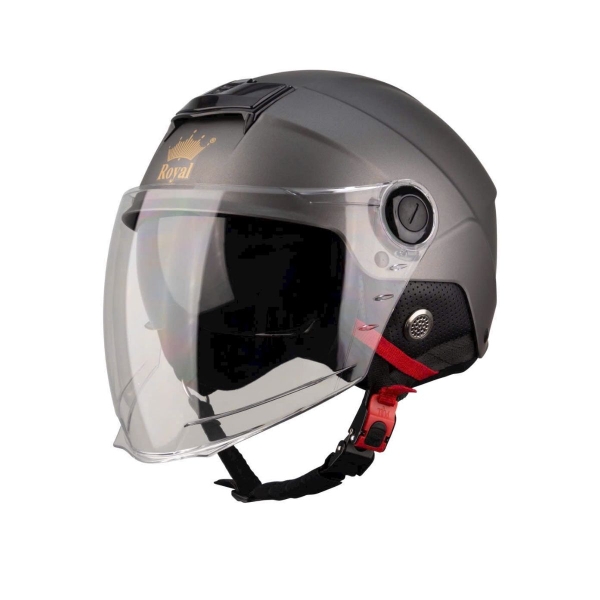 Mũ Bảo Hiểm Nửa Đầu 2 Kính Royal M289 – Màu Xám Titanium, Kính Âm Chống Chói, Chính Hãng Royal Helmet