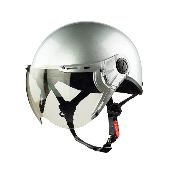 Mũ bảo hiểm nửa đầu có kính HP03K bạc bóng – Chính hãng HPPRO Helmets, đạt chuẩn Quatest 2