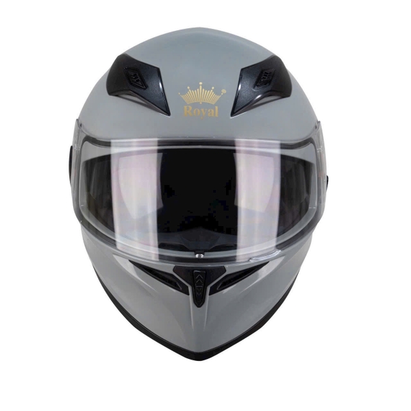 Mũ Bảo Hiểm Fullface Royal M138B 2 Kính – Màu Xám Xi Măng Bóng, Chính Hãng Royal Helmet