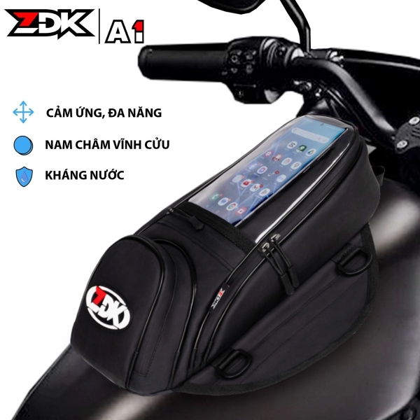 Túi Hít Bình Xăng ZDK A1 – Da Simili Kháng Nước, Nam Châm Vĩnh Cửu, Cảm Ứng Điện Thoại 7L đa năng