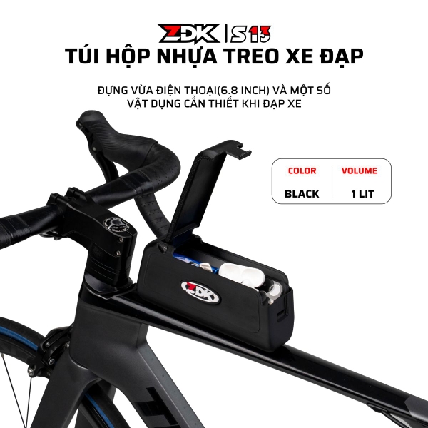 Túi Hộp Nhựa Treo Xe Đạp ZDK S13 Nhựa PETG Chống Va Đập – Chống Nước – Dung Tích 1L