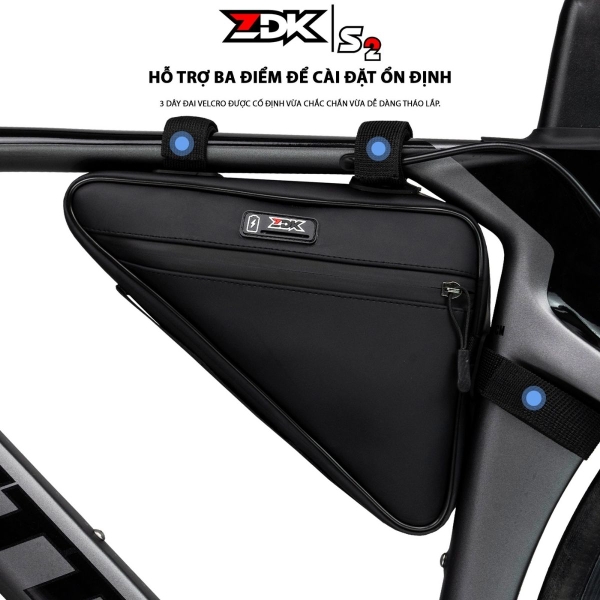 Túi Treo Xe Đạp ZDK S2 Chính Hãng – Thiết Kế Tam Giác, Kháng Nước, Dây Dán Velcro Cố Định Chắc Chắn