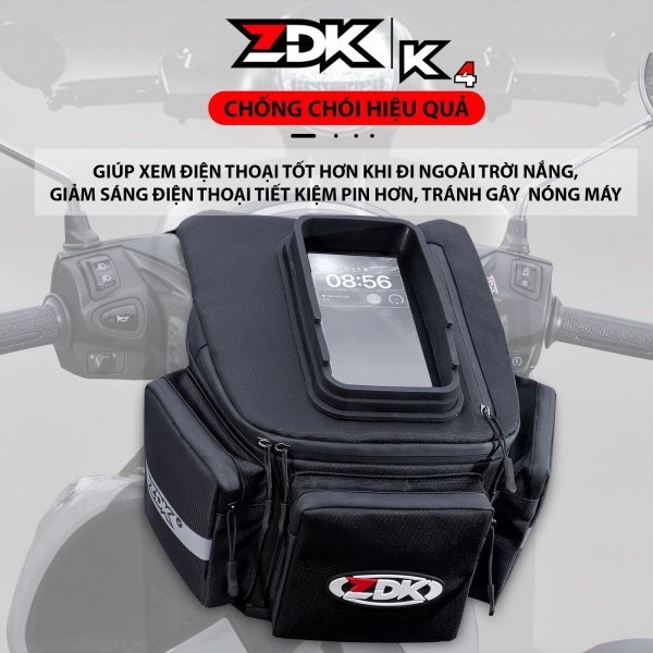 Túi Treo Đầu Xe Máy ZDK K4 – Tặng Kèm Bọc Chống Nước ZDK Chính Hãng