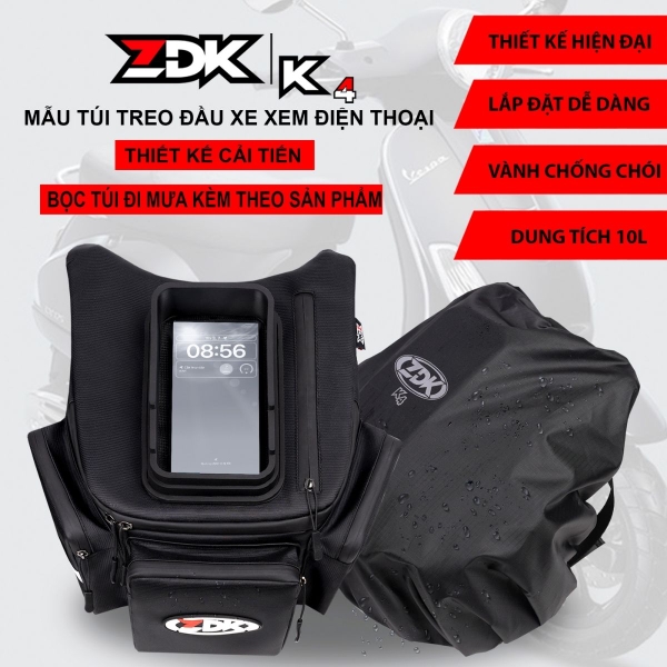 Túi Treo Đầu Xe Máy ZDK K4 – Tặng Kèm Bọc Chống Nước ZDK Chính Hãng