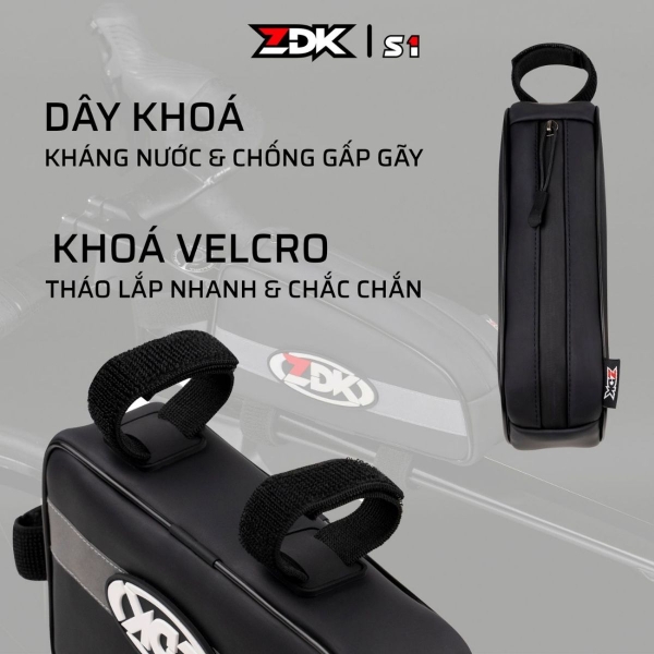 Túi Treo Sườn Xe Đạp ZDK S1 Chính Hãng – Chống Rung, Kháng Nước, Dây Dán Velcro Chắc Chắn