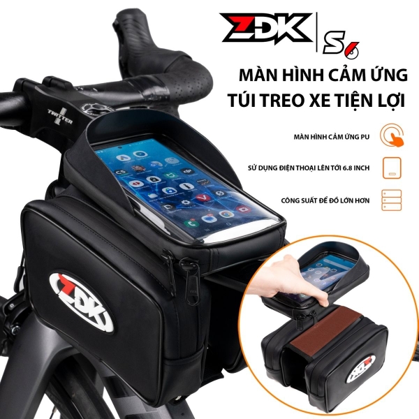 Túi Treo Sườn Xe Đạp ZDK S6 Chính Hãng – 3 Ngăn Lớn, Màn Cảm Ứng PU, Chống Nước Tốt, Thiết Kế Thể Thao