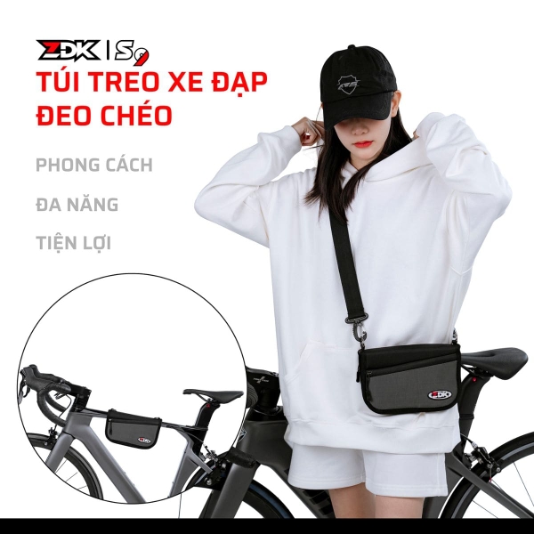 Túi Treo Xe Đạp – Đeo Chéo ZDK S9 Chính Hãng | 4 Ngăn Tiện Lợi – Vải Oxford, Polyester Kháng Nước Nhẹ