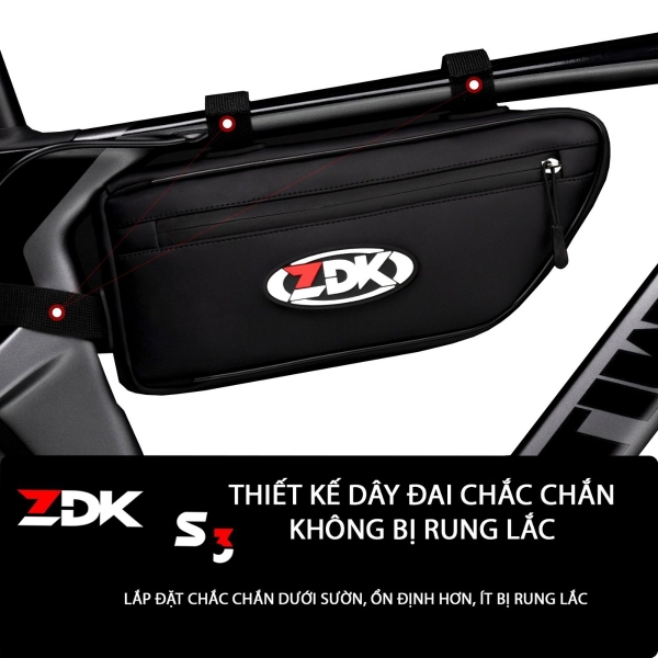Túi Treo Xe Đạp ZDK S3 Chính Hãng – Dung Tích 2.5L, Kháng Nước, Thiết Kế Thon Gọn, Velcro Cố Định Chắc Chắn