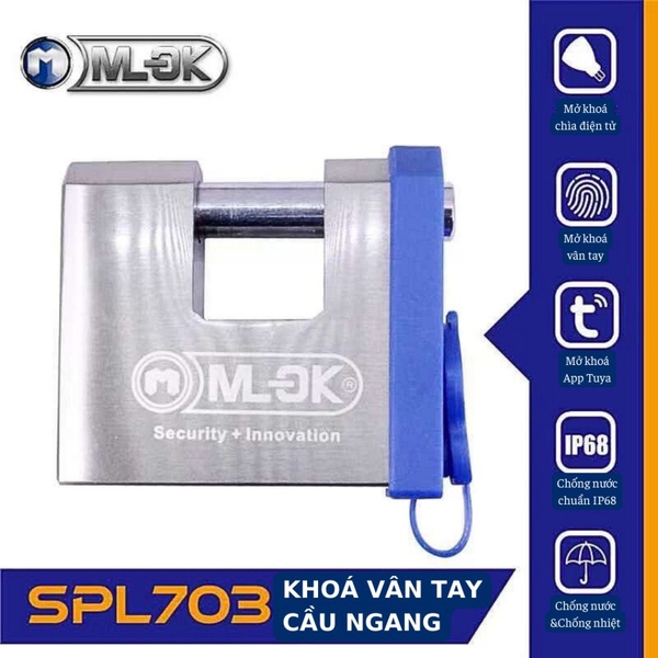 Ổ khóa vân tay cầu ngang chống cắt chịu lực MLOCK SPL703 nhập khẩu ĐỨC