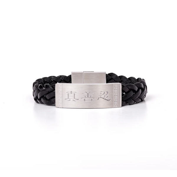 Vòng tay da - Đen (Zhen Shan Ren Wondrous Words Leather Bracelet-L)