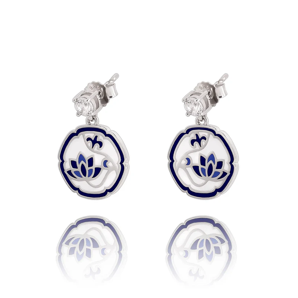 Khuyên tai - tròn (Blue and White Lotus)