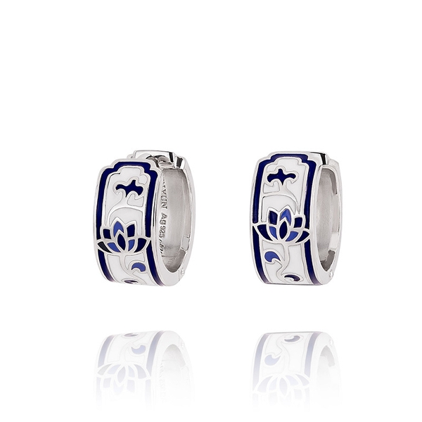 Khuyên tai vòng Hoa Sen Thanh Khiết (Blue and White Lotus Huggie)