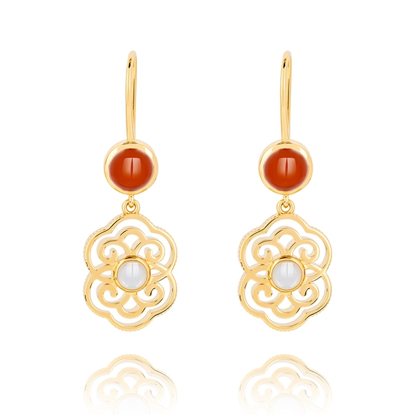 Khuyên tai (Blissful Ruyi Hook Carnelian) - Cam