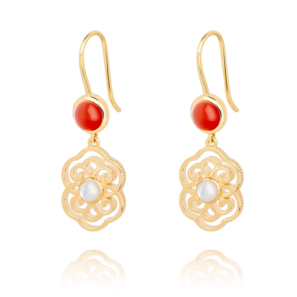 Khuyên tai (Blissful Ruyi Hook Carnelian) - Cam