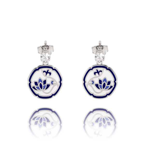 Khuyên tai - tròn (Blue and White Lotus)
