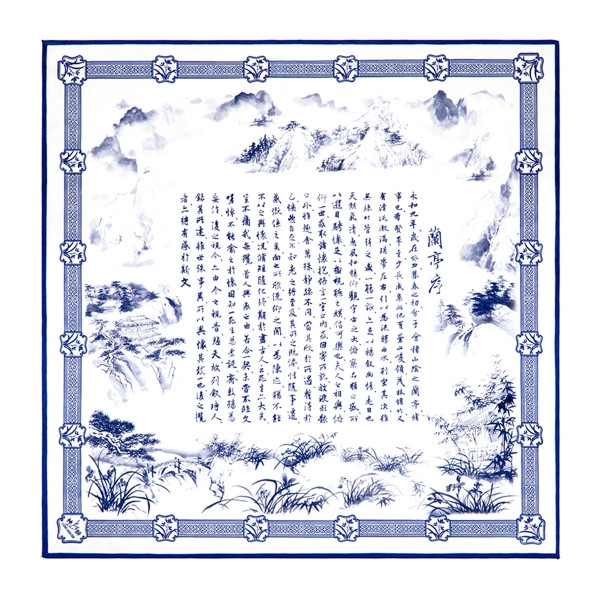 Khăn lụa vuông 90 (Poets of the Orchid Pavilion)