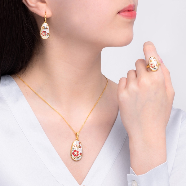 Nhẫn khảm xà cừ Hoa Mai - size 6
