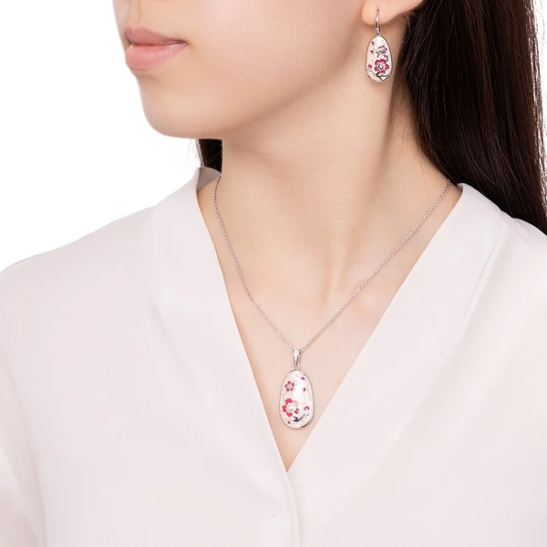 Khuyên tai - Màu bạc (Plum Blossom Mosaic Mother of Pearl)