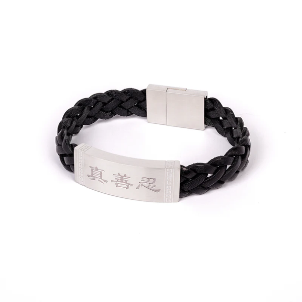 Vòng tay da - Đen (Zhen Shan Ren Wondrous Words Leather Bracelet-L)