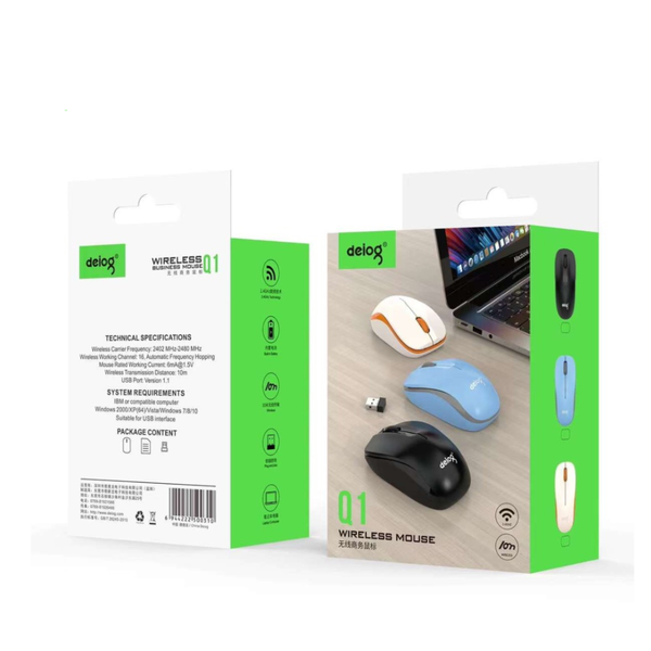 Chuột không dây gaming chính hãng DEIOG Q1 pin sạc 6 nút công thái học silent chống ồn wireless 5.3