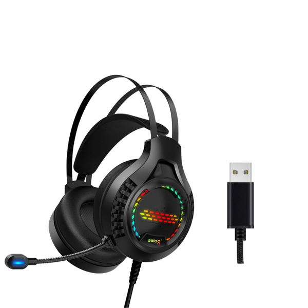 Tai nghe chụp tai gaming chính hãng DEIOG E8150 USB 7.1 giả lập có dây thiết kế công thái học âm thanh vòm 3D mic chống ồn led RGB cho game thủ