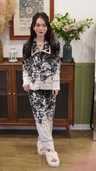 Pijama Dài Tay Cổ Lá Bánh Bèo Latin