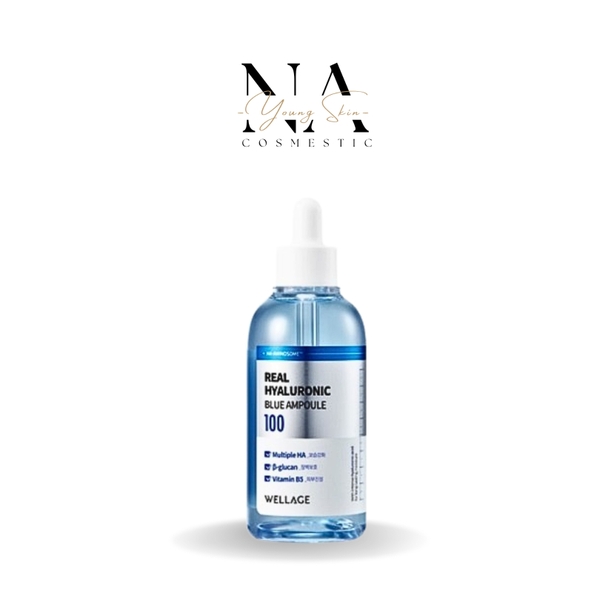 [Wellage] Serum giúp cấp ẩm, căng bóng da Serum Real Hyaluronic Blue Ampoule Wellage 75ml