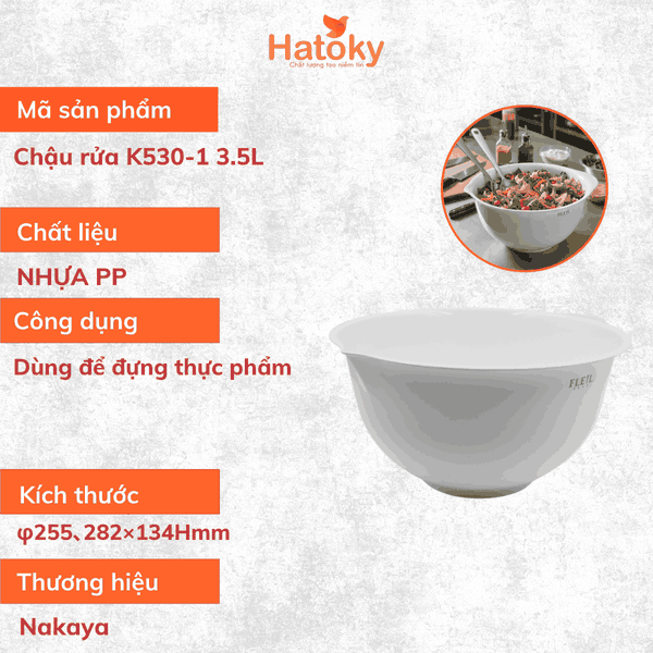 Chậu nhựa rửa rau củ NAKAYA 3,5L