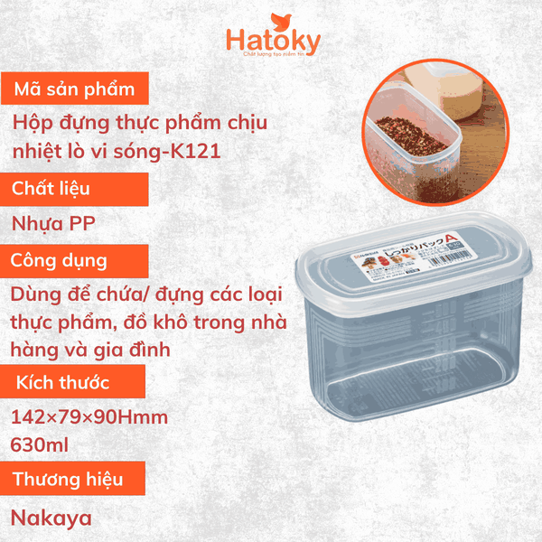 Hộp Đựng Thực Phẩm Nakaya K121 630ml