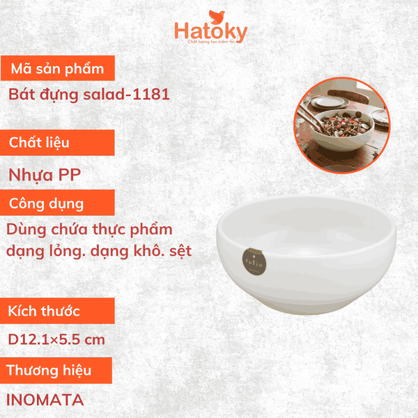 Bát nhựa Folio đựng salad INOMATA