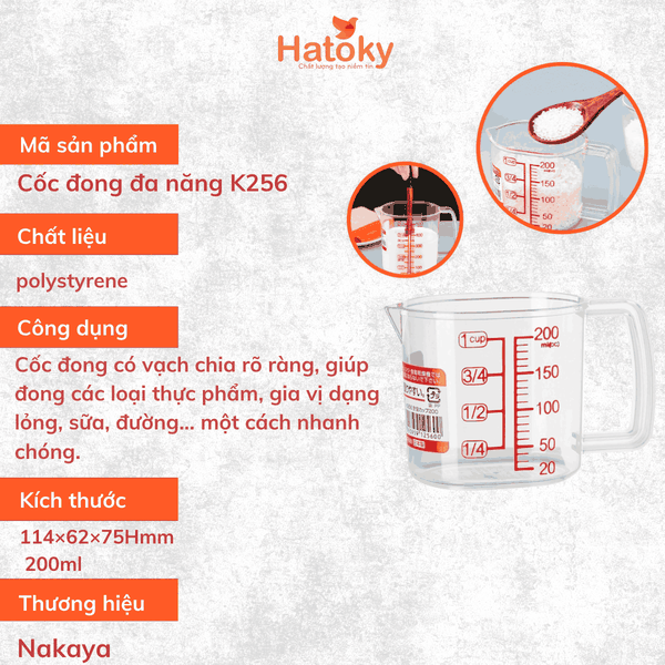 Cốc Đo Lường Đa Năng NAKAYA 200mL