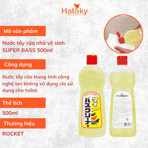 Nước tẩy rửa nhà tắm ROCKET Super Bass hương chanh 500ml