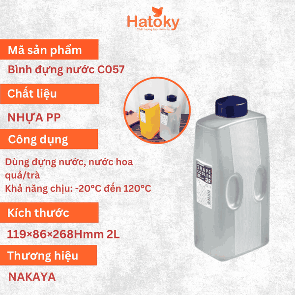 Bình đựng nước nhựa Nhật Bản Nakaya 2L