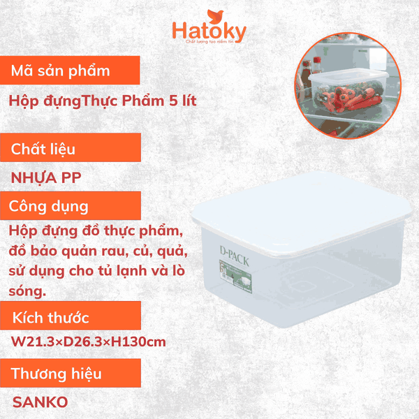 Hộp đựng thực phẩm SANKO 5L