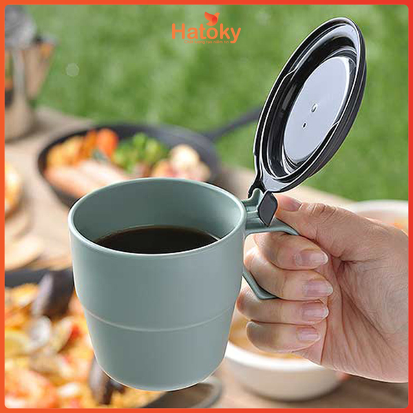 Cốc Uống Nước Có Nắp Inomata 360ml