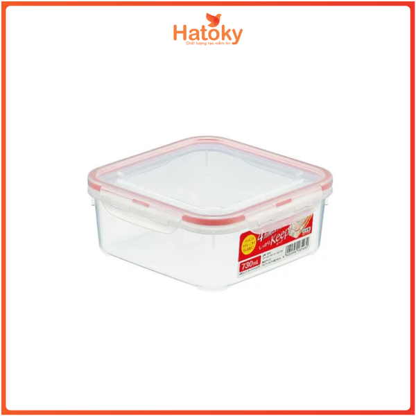 Hộp nhựa nắp silicon vuông 730ml INOMATA