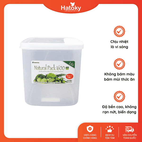 Hộp thực phẩm vuông INOMATA chịu nhiệt lò vi sóng dung tích 1600ml
