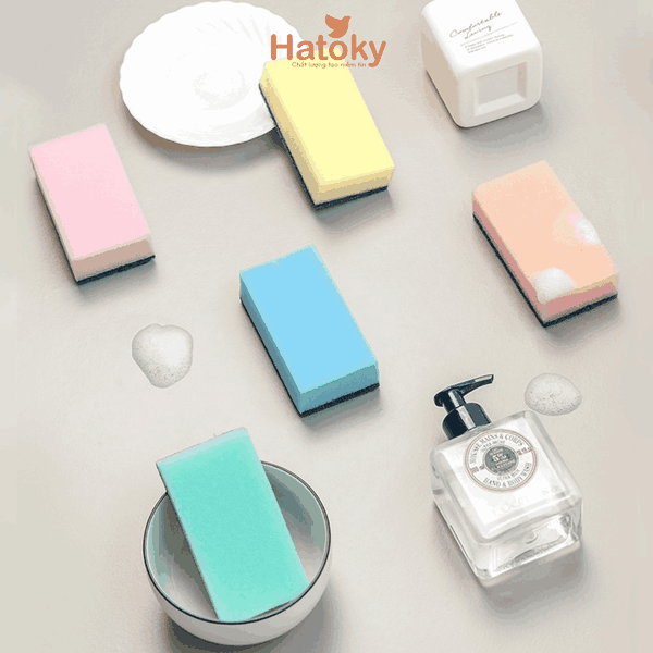 Set 10 Miếng Mút Rửa Ly, Cốc Happy Value