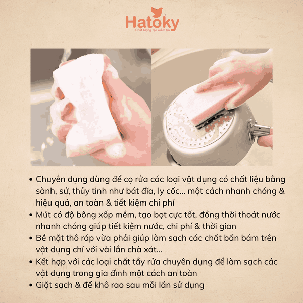 Set 10 Miếng Mút Rửa Ly, Cốc Happy Value