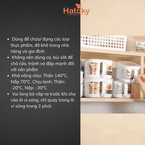 Hộp Đựng Thực Phẩm Nakaya Nắp Mềm Có Tay Cầm 800ml - K494